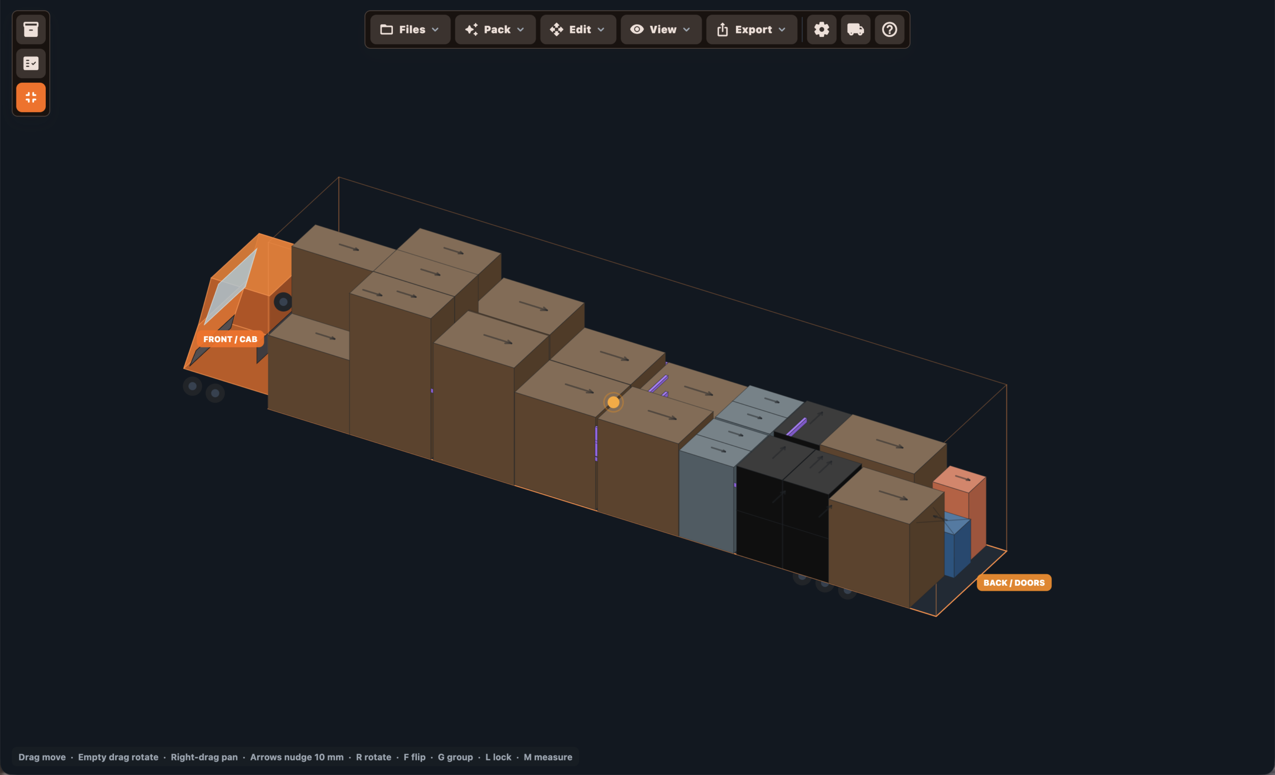 TruckIT 3D truck packing and load plan view